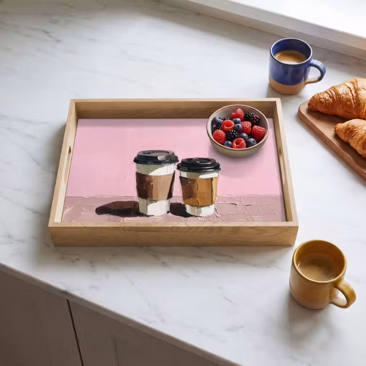 Bandeja - Tazas de café - Tapa - Pintura - Textura — 3