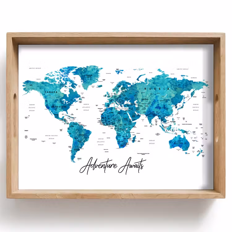 Bandeja - Mapamundi - Azul - Colorido — 1