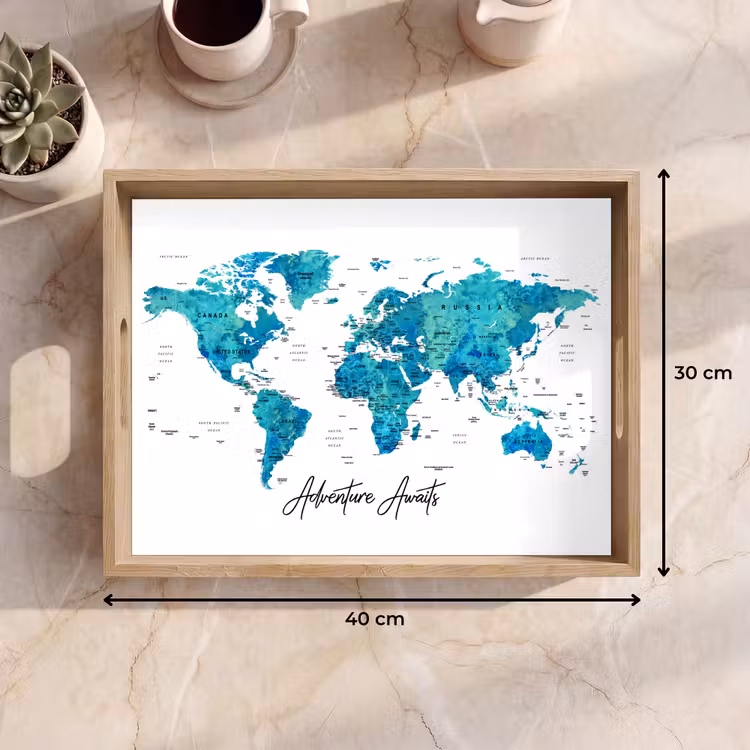 Bandeja - Mapamundi - Azul - Colorido — 7