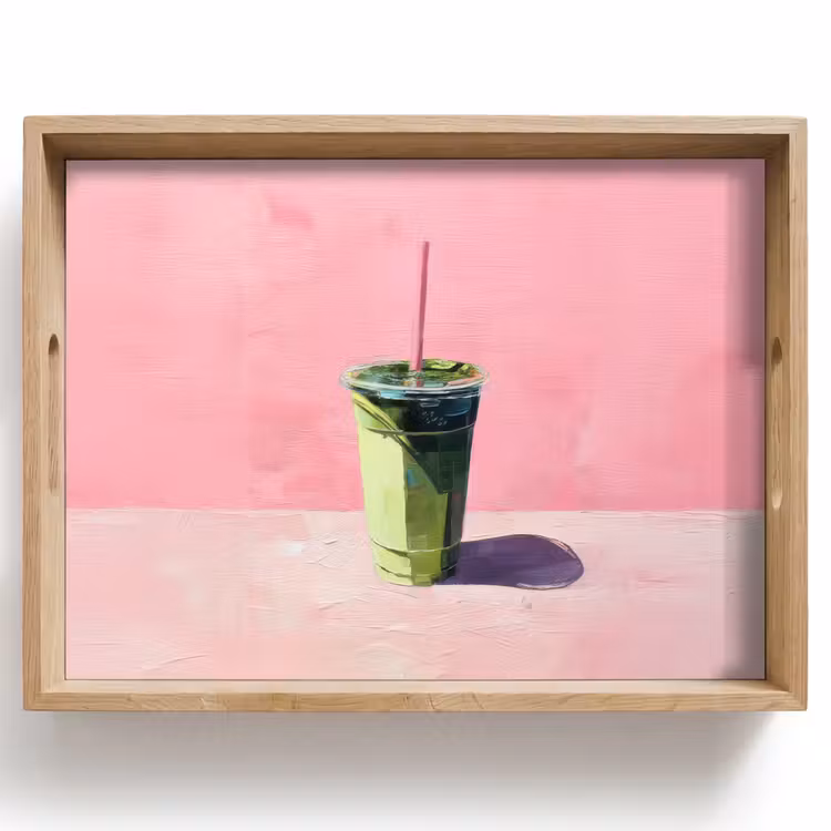 Bandeja - Taza - pajita - Minimalista - Verde — 1