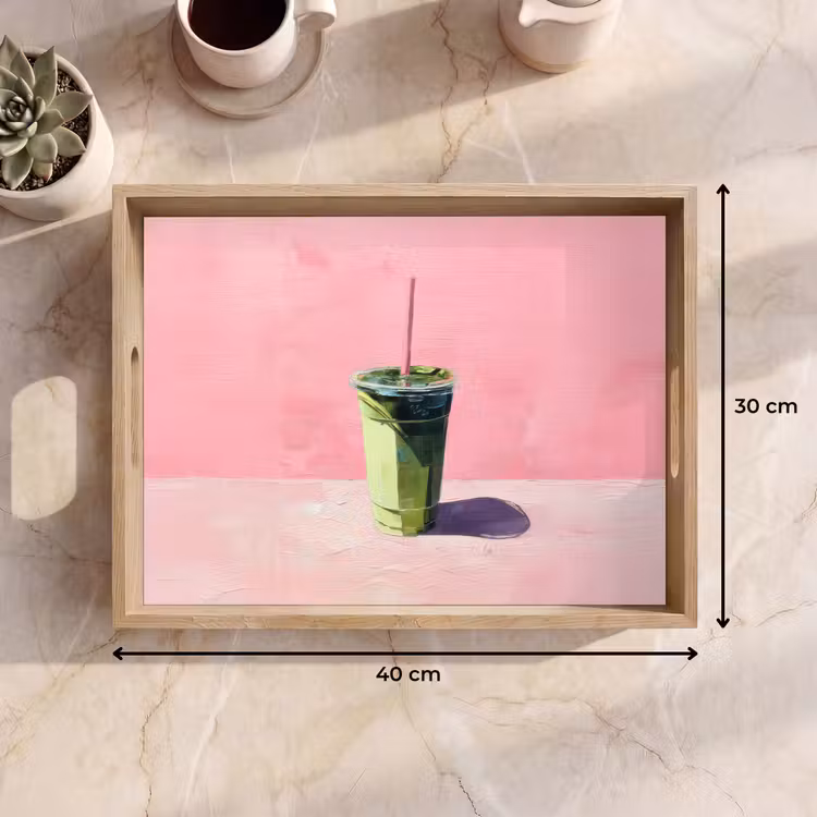 Bandeja - Taza - pajita - Minimalista - Verde — 7