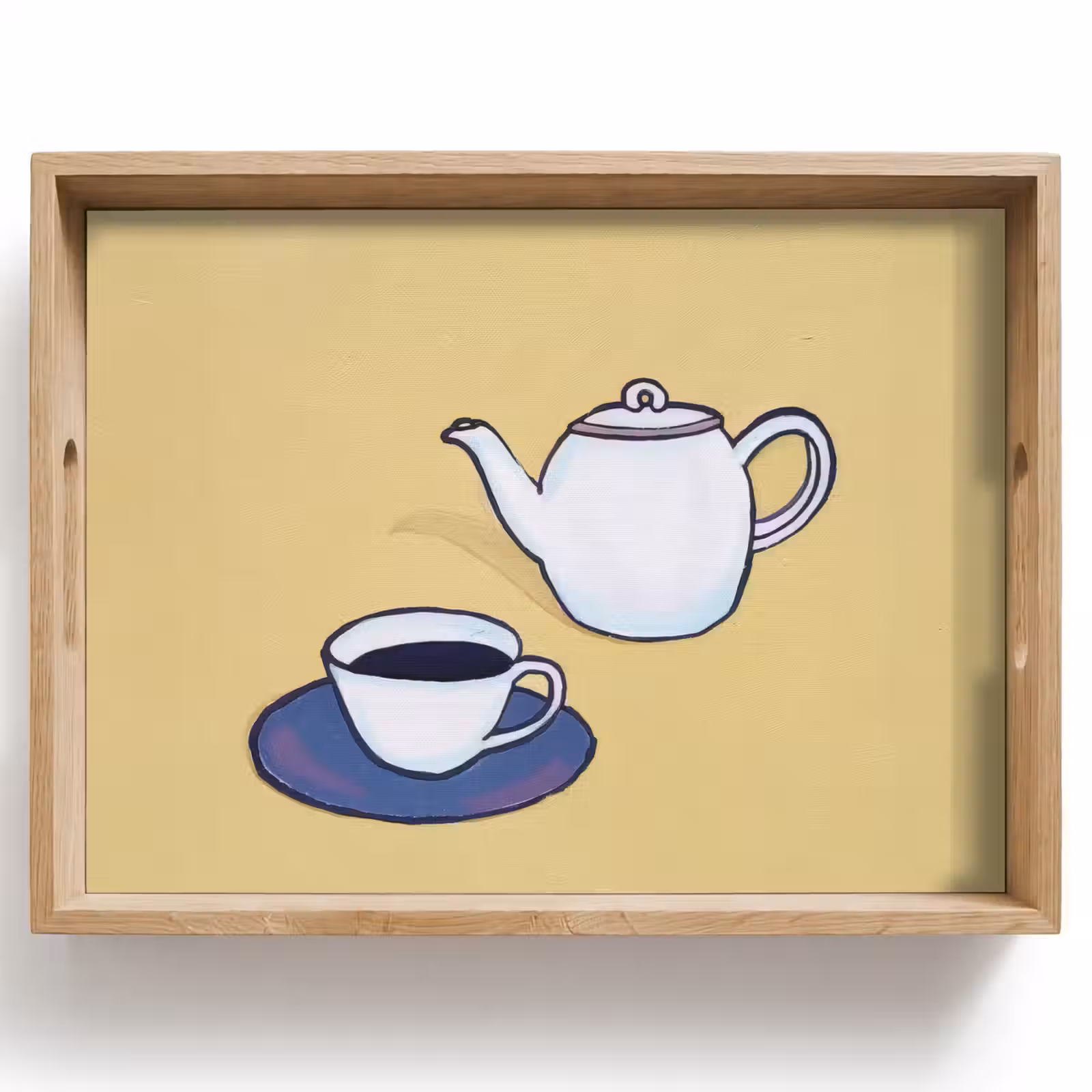 Bandeja - Tetera - Taza - Beige - Ilustración — 1