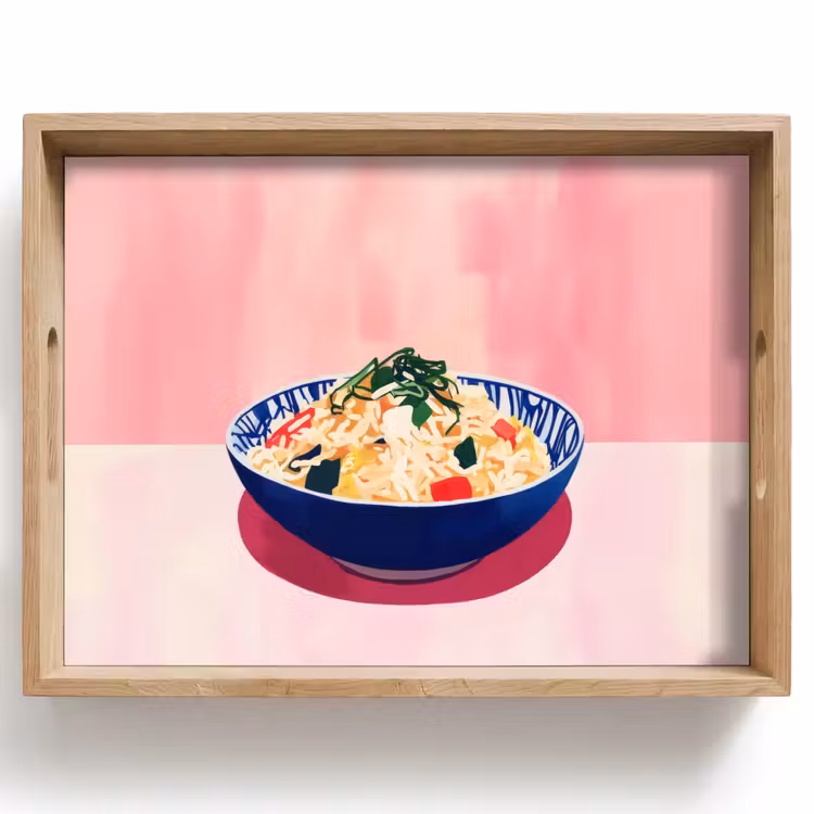 Bandeja - Arroz - Ilustración - Cuenco - Verduras — 1