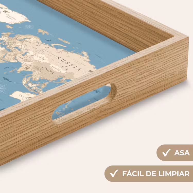 Bandeja - Mapa del mundo - Océano - Realista - Azul — 8