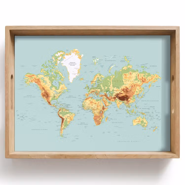 Bandeja - Mapa del mundo - Realista - Azul — 1