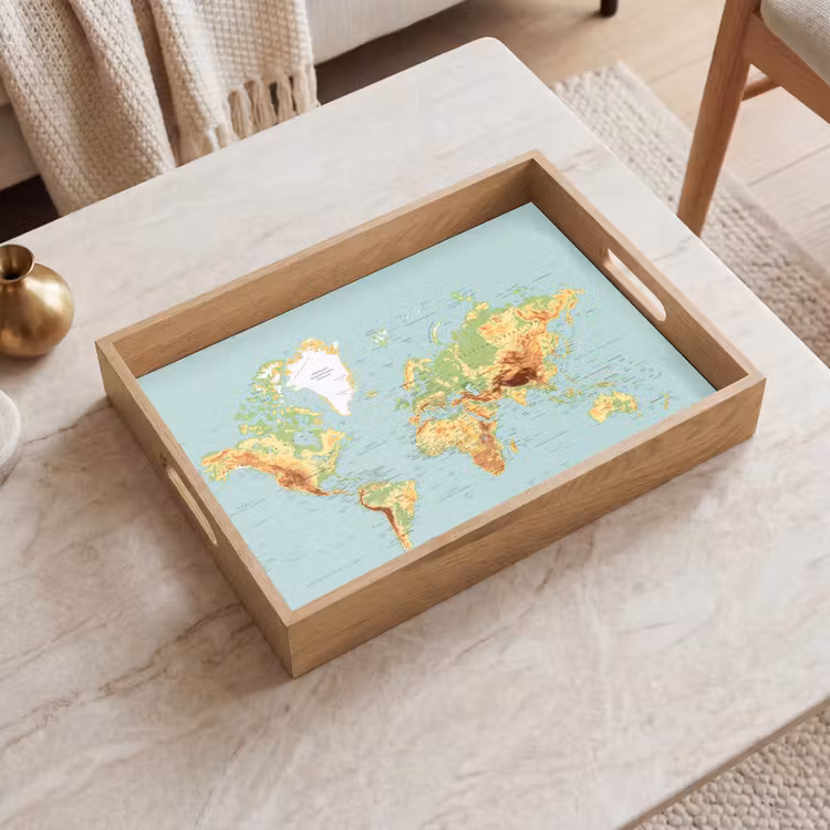 Bandeja - Mapa del mundo - Realista - Azul — 2