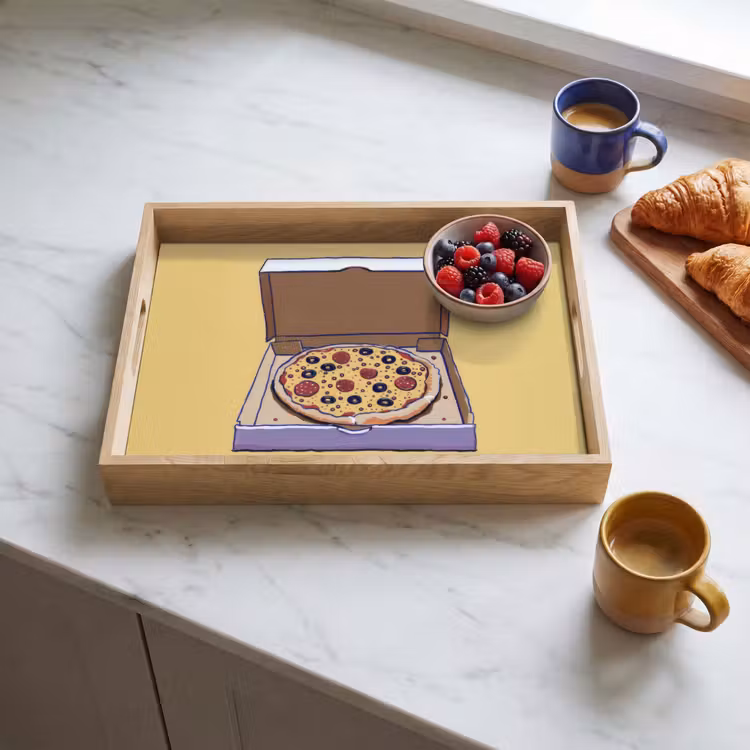 Bandeja - Pizza - Caja - Salami - Ilustración — 3
