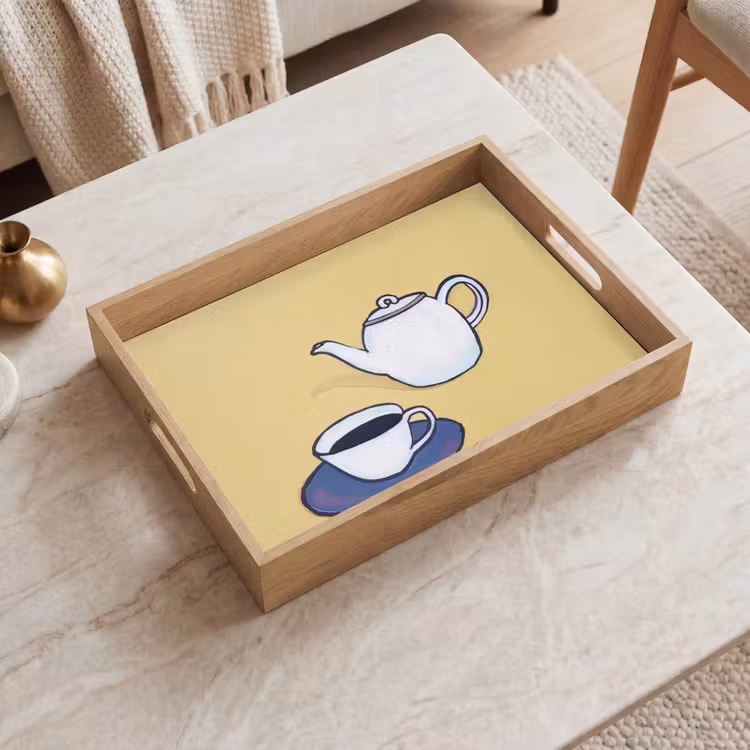Bandeja - Tetera - Taza - Beige - Ilustración — 2