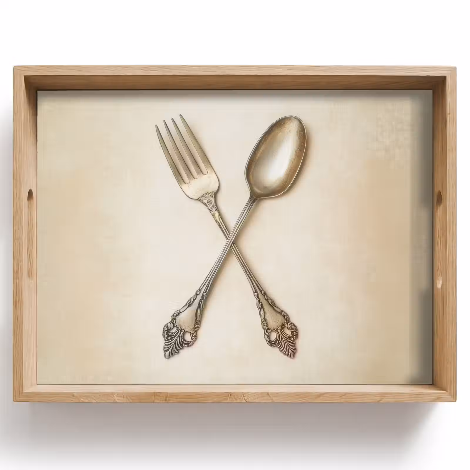Bandeja - Beige - Vintage - Cubiertos — 1