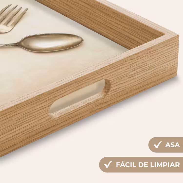 Bandeja - Beige - Vintage - Cubiertos — 8