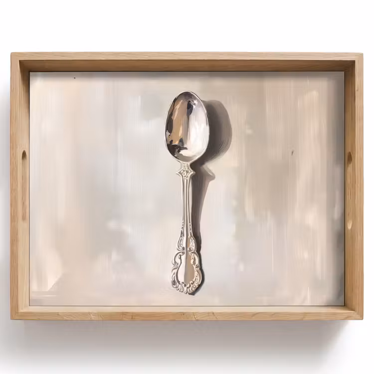 Bandeja - Cuchara - Pintura - Plata — 1