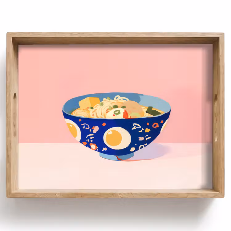 Bandeja - Fideos - Cuenco - Azul - Ilustración — 1
