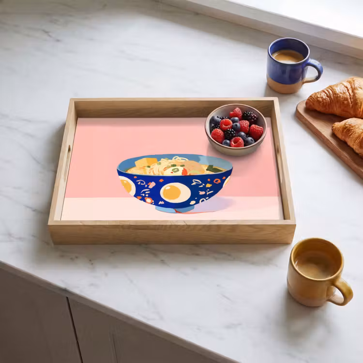 Bandeja - Fideos - Cuenco - Azul - Ilustración — 3