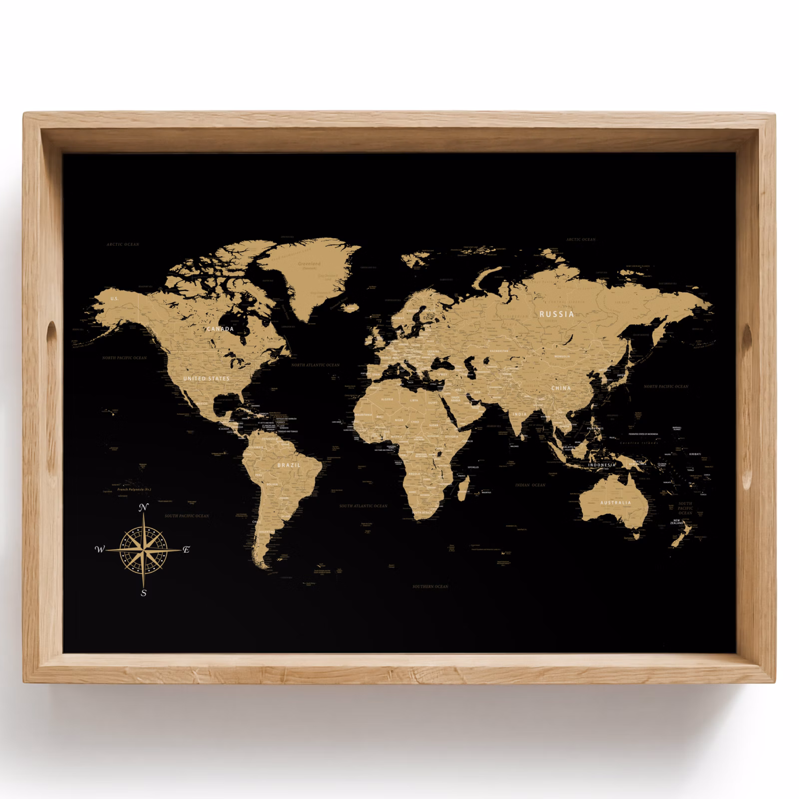 Bandeja - Mapamundi - Beige - Negro — 1