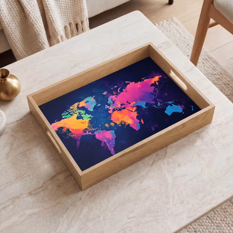 Bandeja - Mapa del mundo - Colorido - Graffiti — 2