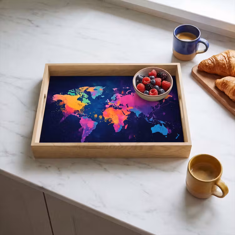Bandeja - Mapa del mundo - Colorido - Graffiti — 3