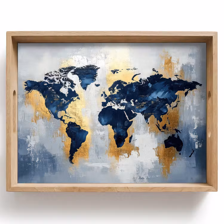 Bandeja - Mapamundi - Azul - Abstracto — 1