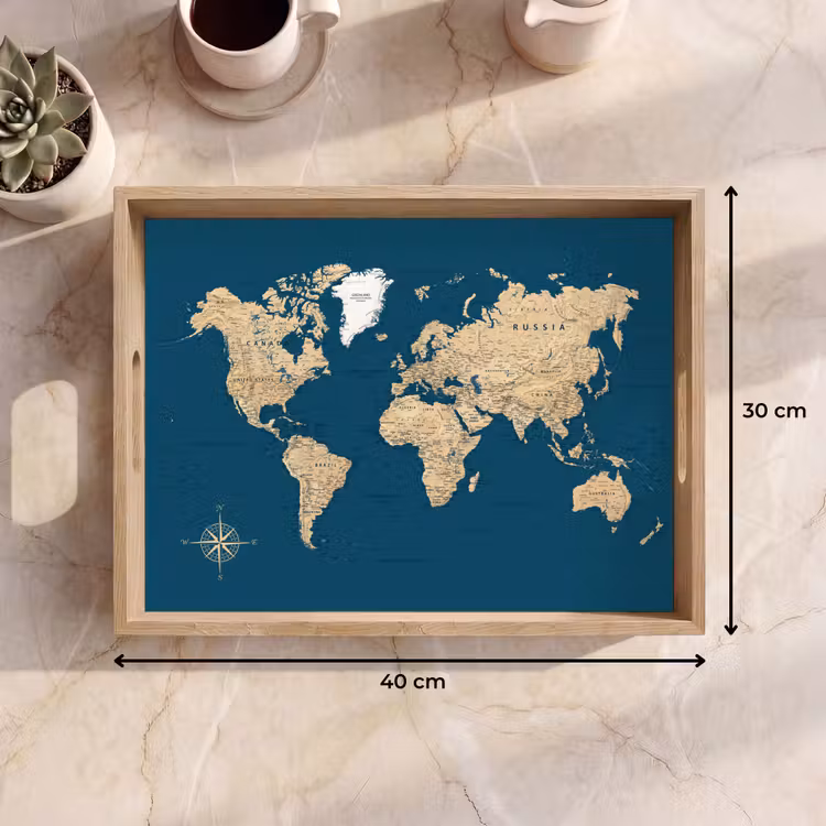 Bandeja - Mapamundi - Azul oscuro - Beige — 7