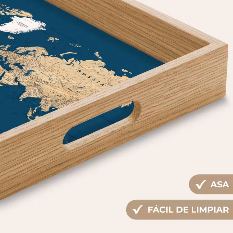 Bandeja - Mapamundi - Azul oscuro - Beige — 8