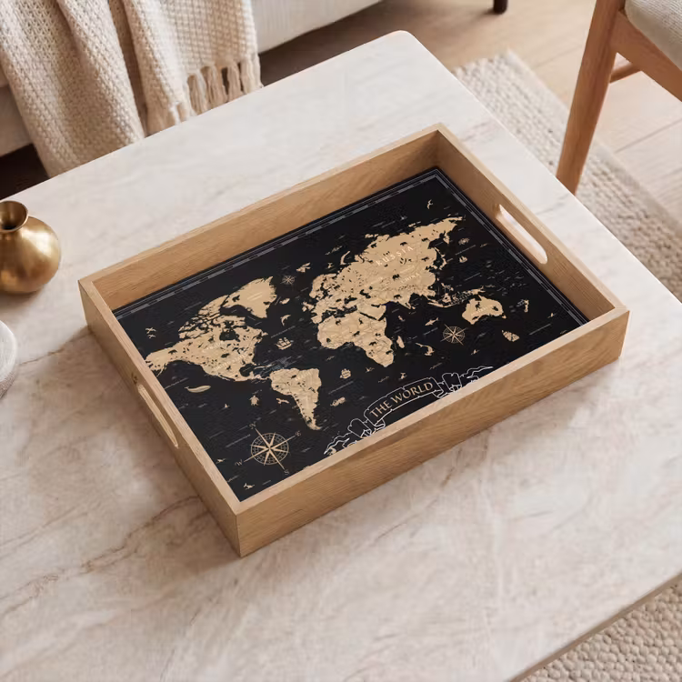 Bandeja - Mapamundi - Beige - Negro — 2