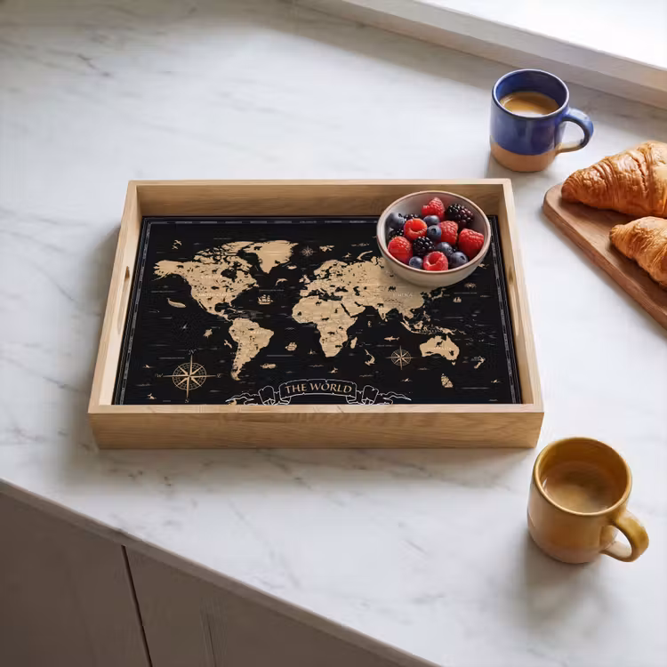 Bandeja - Mapamundi - Beige - Negro — 3