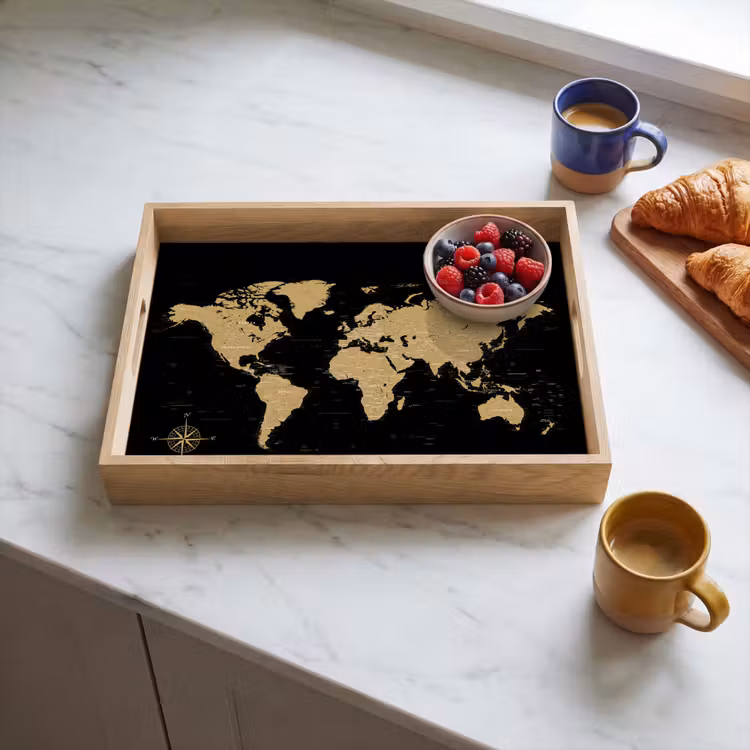 Bandeja - Mapamundi - Beige - Negro — 3