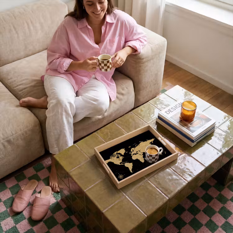 Bandeja - Mapamundi - Beige - Negro — 4