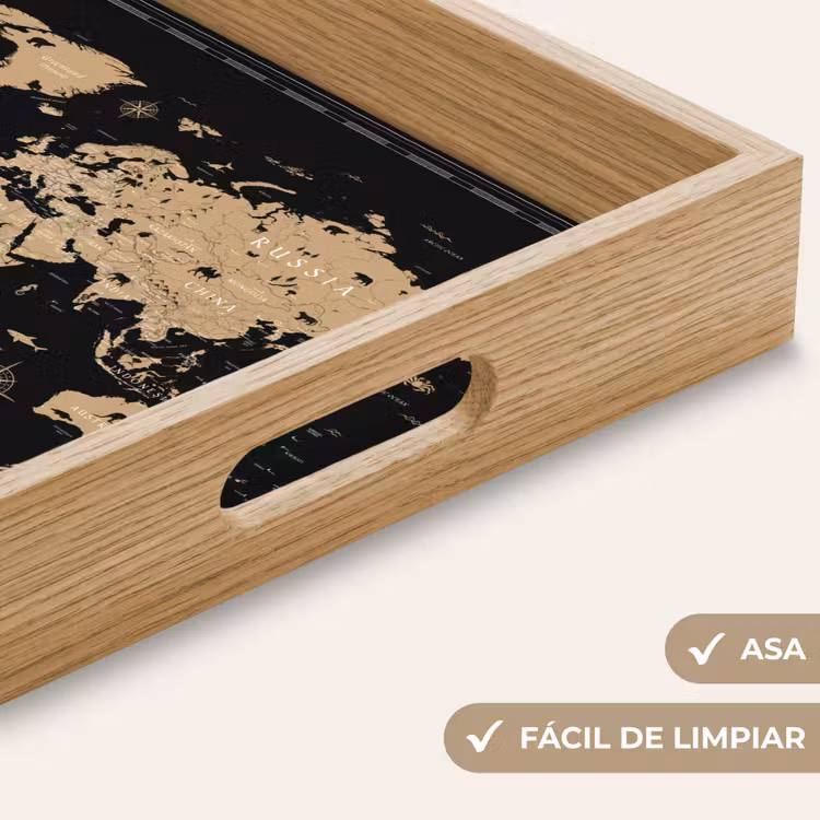 Bandeja - Mapamundi - Beige - Negro — 8