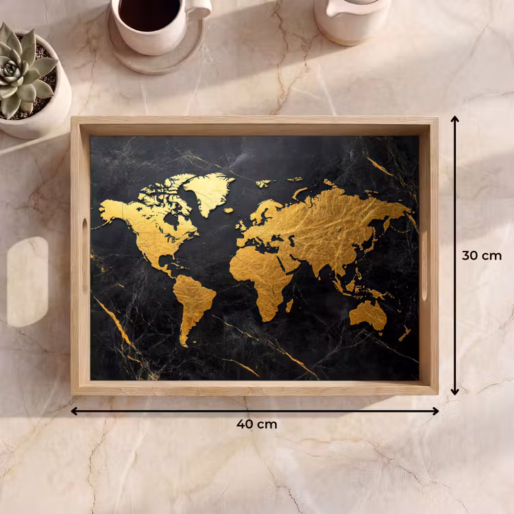 Bandeja - Mapamundi - Oro - Mármol — 7