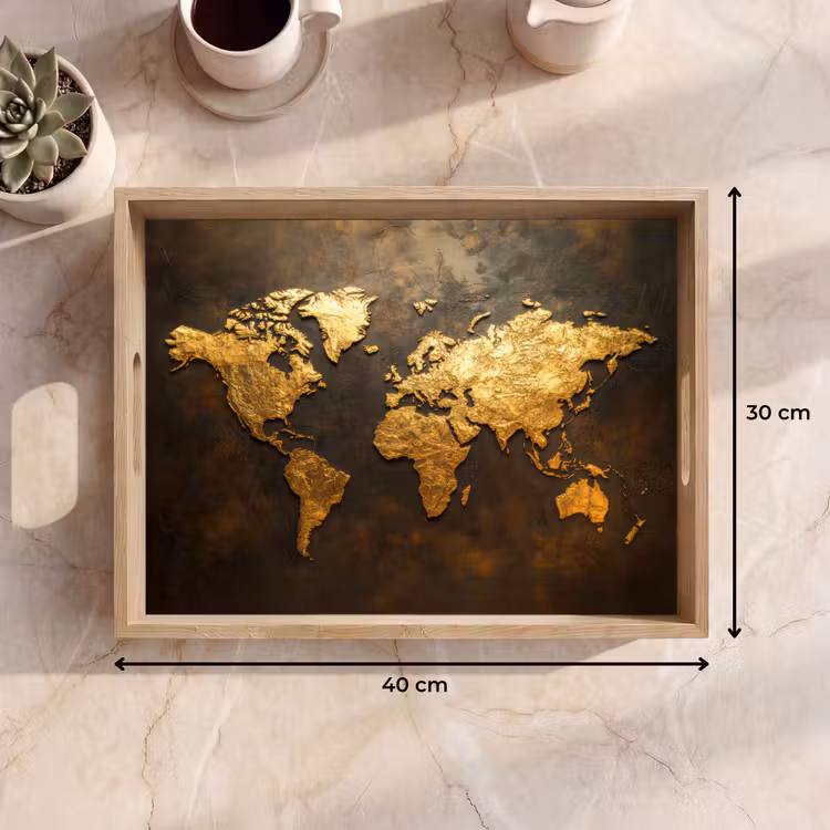 Bandeja - Mapamundi - Oro - Óxido — 7