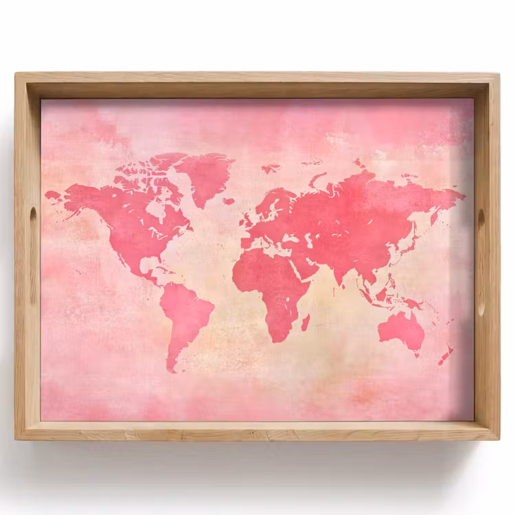 Bandeja - Mapamundi - Rosa - Difuminado — 1