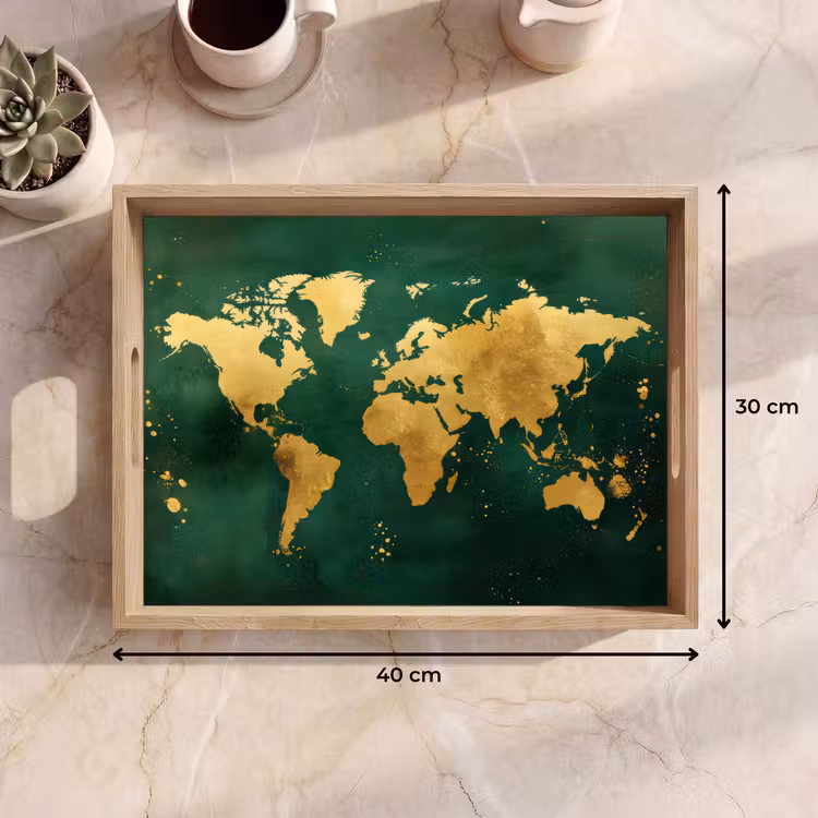 Bandeja - Mapamundi - Verde - Oro — 7
