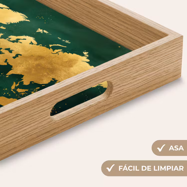 Bandeja - Mapamundi - Verde - Oro — 8