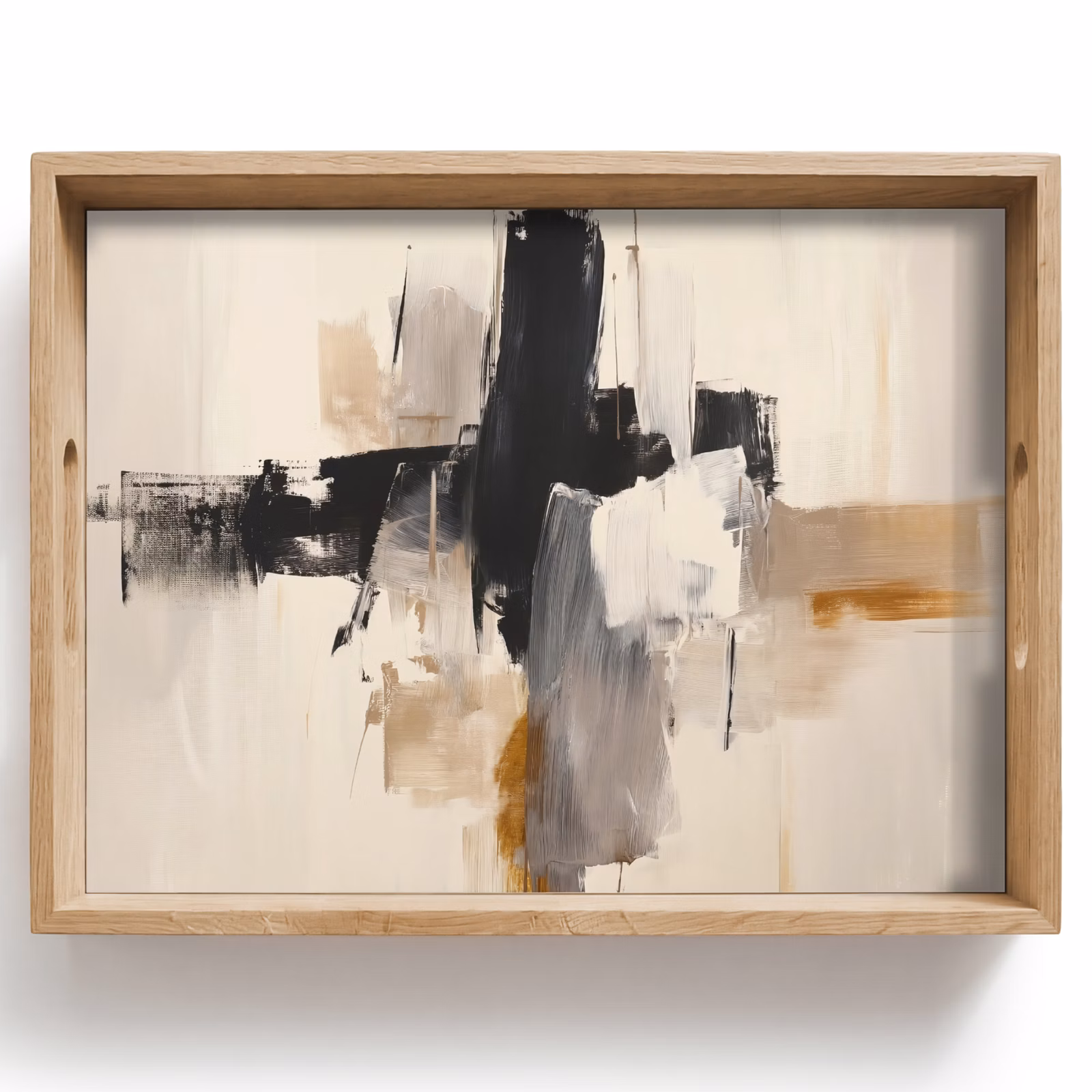 Bandeja - Pinceladas - Áspero - Abstracto - Beige — 1