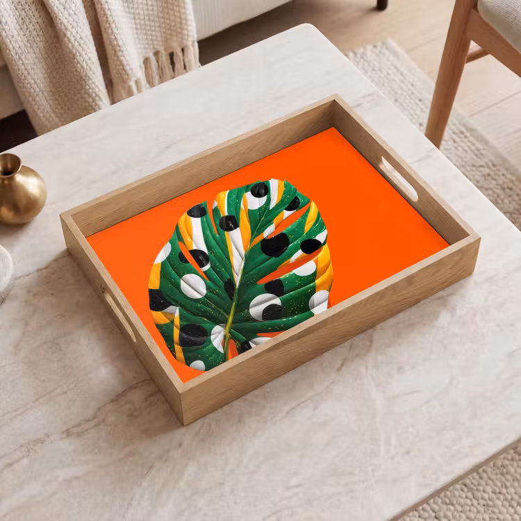 Bandeja - Hoja - Naranja - Lunares - Colorido — 2