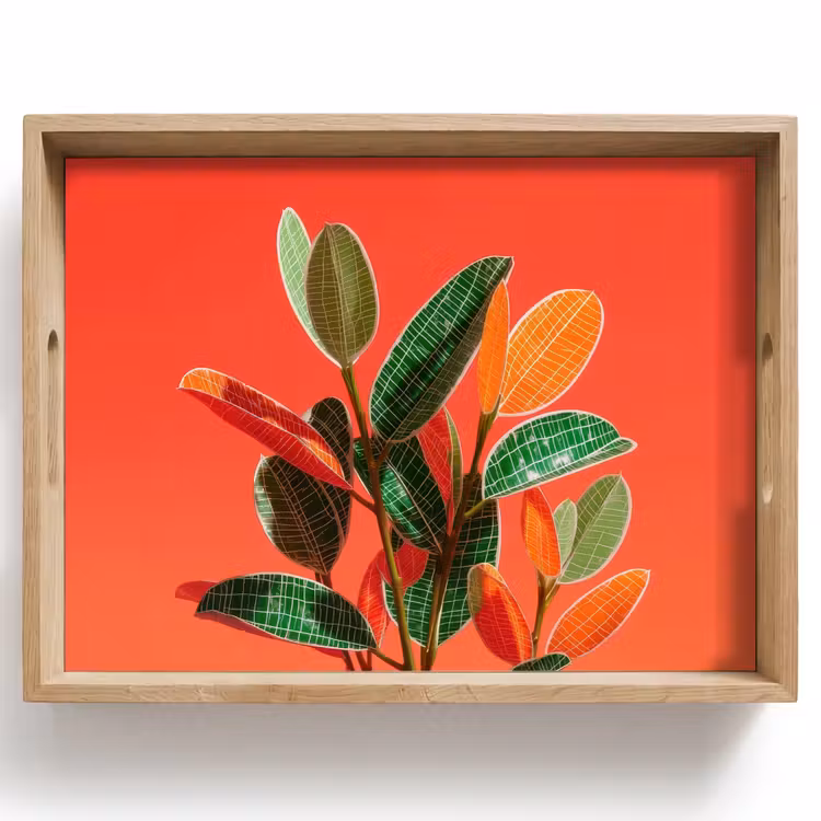 Bandeja - Hojas - Vetas - Naranja - Textura — 1