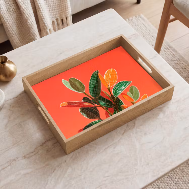 Bandeja - Hojas - Vetas - Naranja - Textura — 2