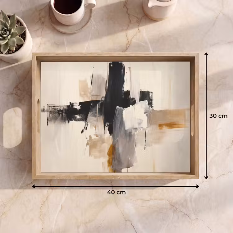 Bandeja - Pinceladas - Áspero - Abstracto - Beige — 7