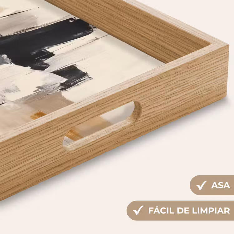 Bandeja - Pinceladas - Áspero - Abstracto - Beige — 8