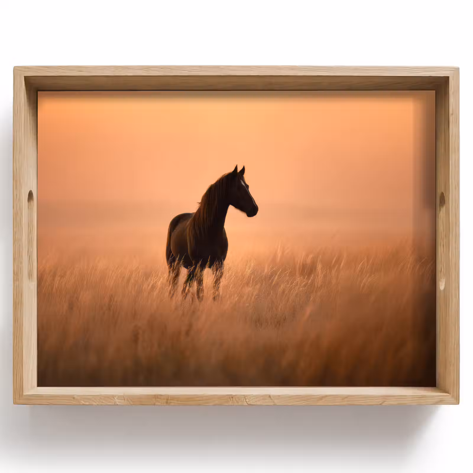 Bandeja - Caballo - Césped - Puesta de sol — 1