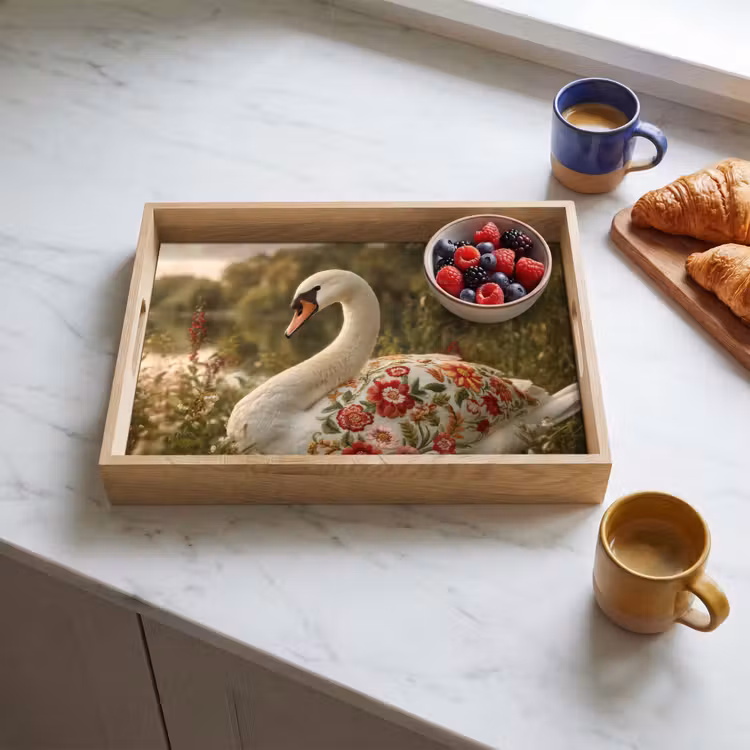Bandeja - Cisne - Flores - Naturaleza — 3