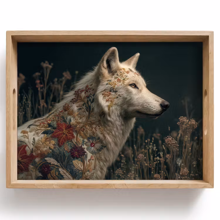 Bandeja - Lobo - Flores - Naturaleza — 1