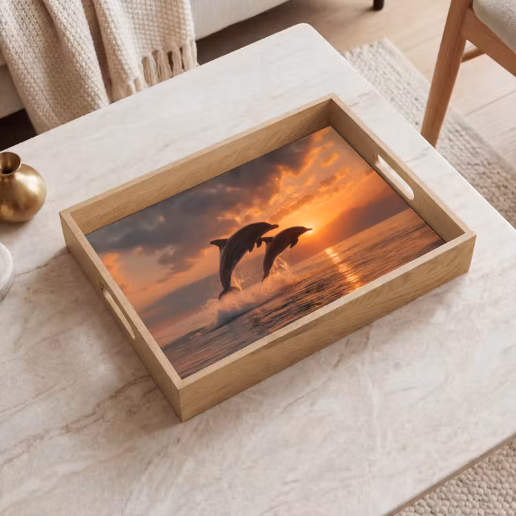 Bandeja - Delfines - Mar - Realista — 2