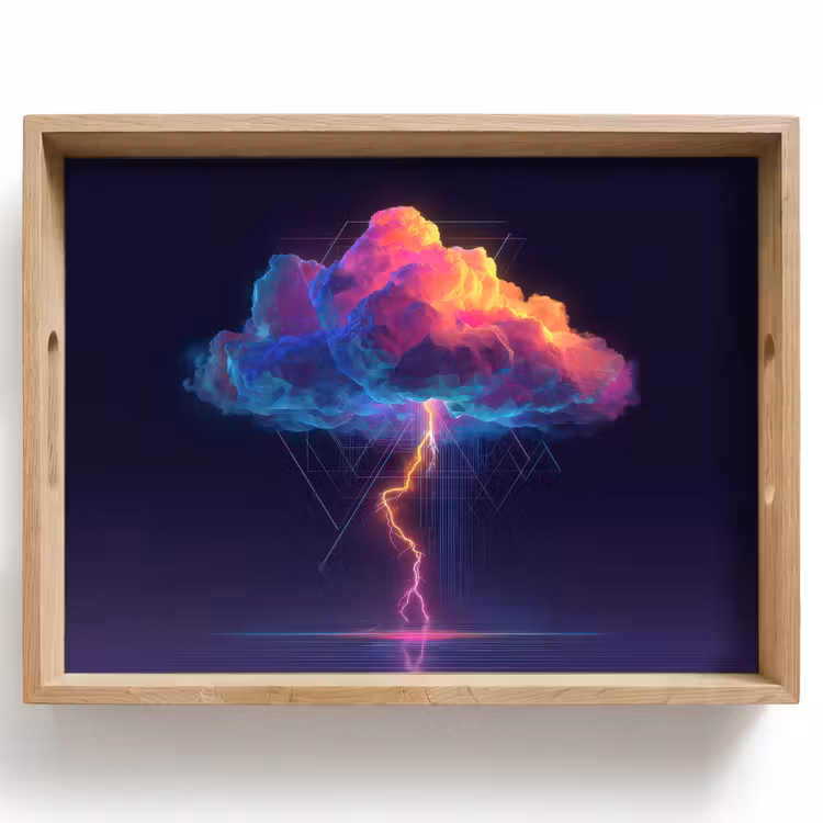 Bandeja - Nube de trueno - Rayo - Luz - Azul — 1