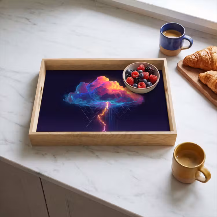 Bandeja - Nube de trueno - Rayo - Luz - Azul — 3