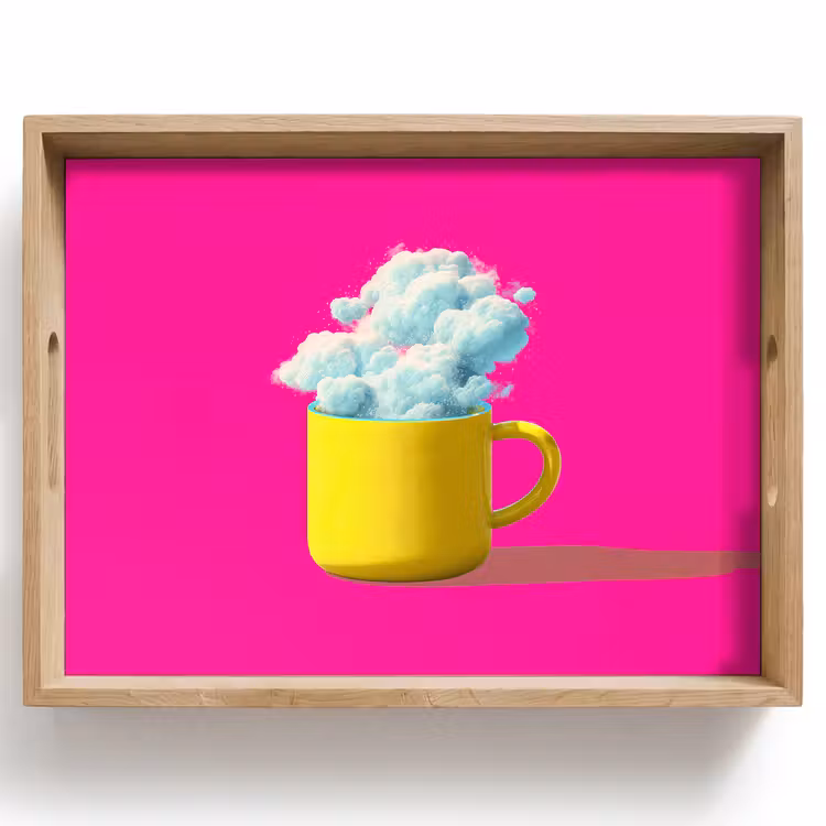 Bandeja - Taza - Nubes - Rosa - Minimalista — 1