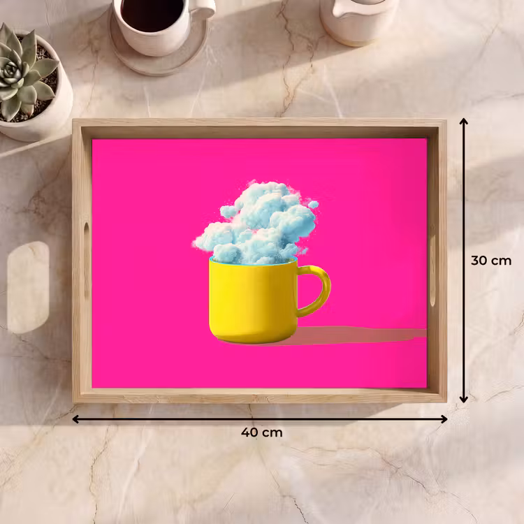 Bandeja - Taza - Nubes - Rosa - Minimalista — 7