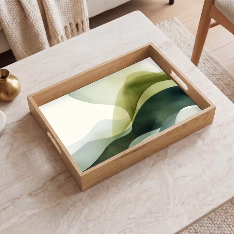 Bandeja - Ondas - Abstracto - Verde claro - Ornamental — 2