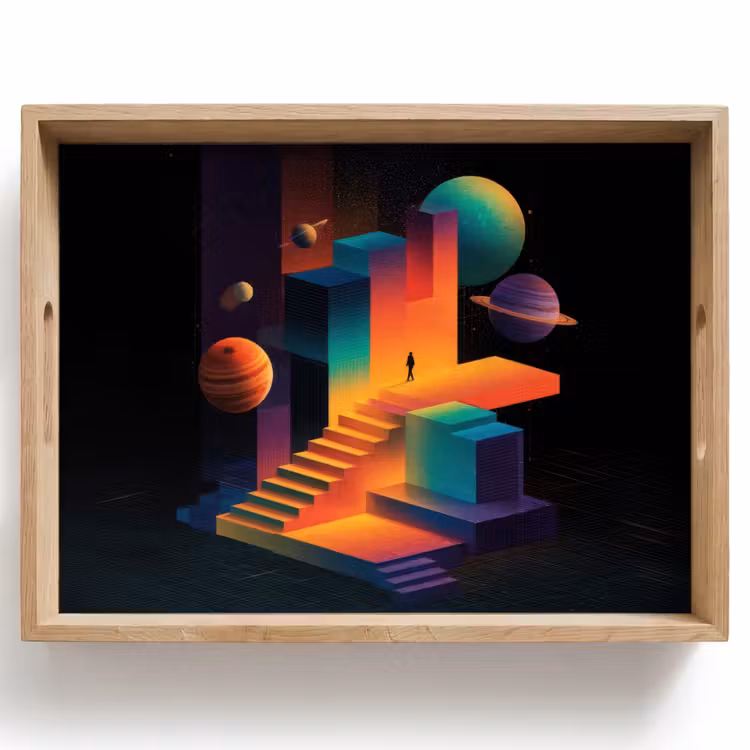 Bandeja - Abstracto - Escalera - Hombre - Planetas — 1