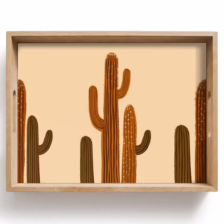 Bandeja - Cactus - Desierto - Arena - Marrón — 1